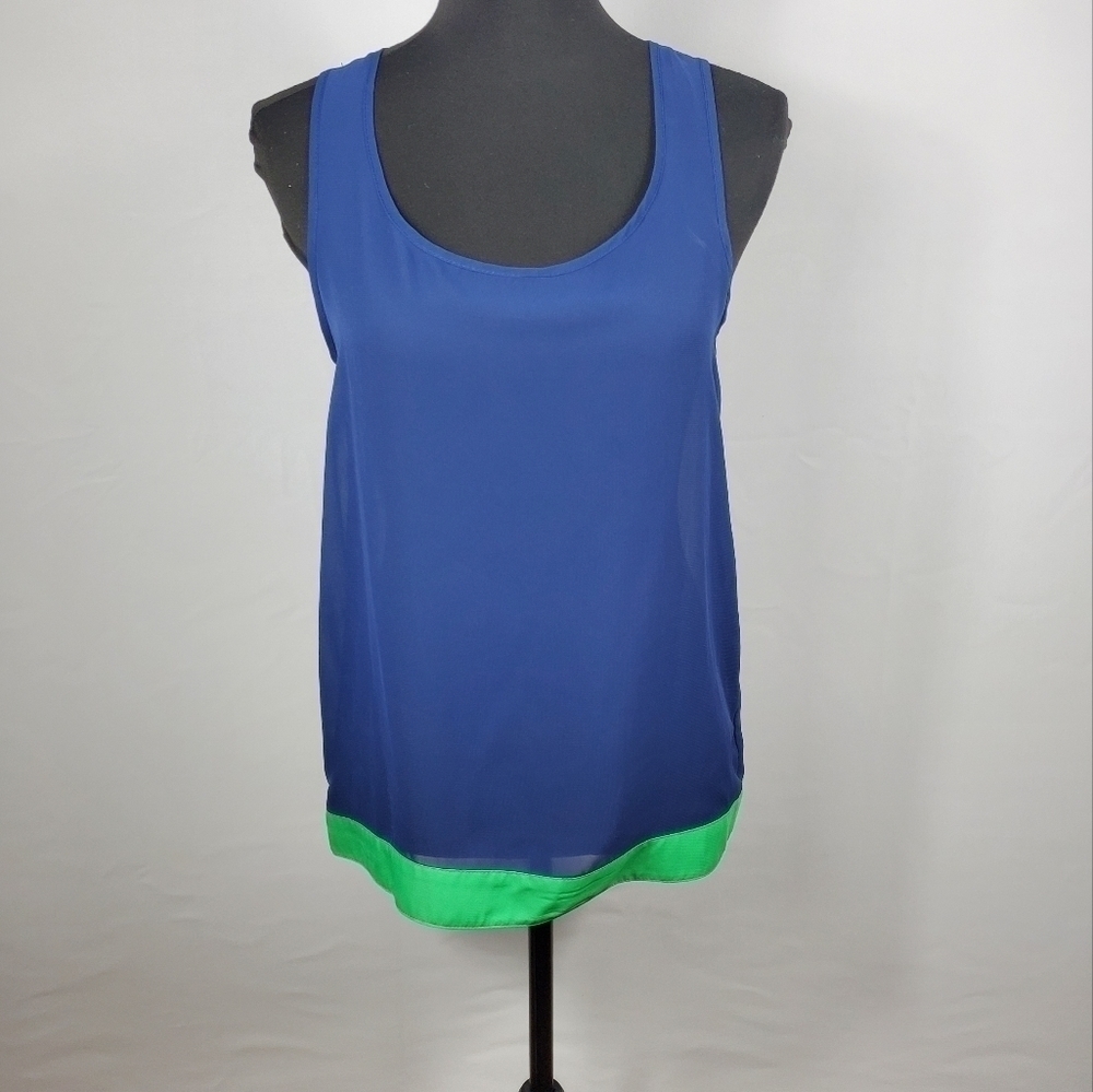 Charming Charlie Navy size small top with lime green stripe